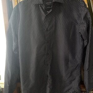 Men's Black and White Casual Button Down Shirt
